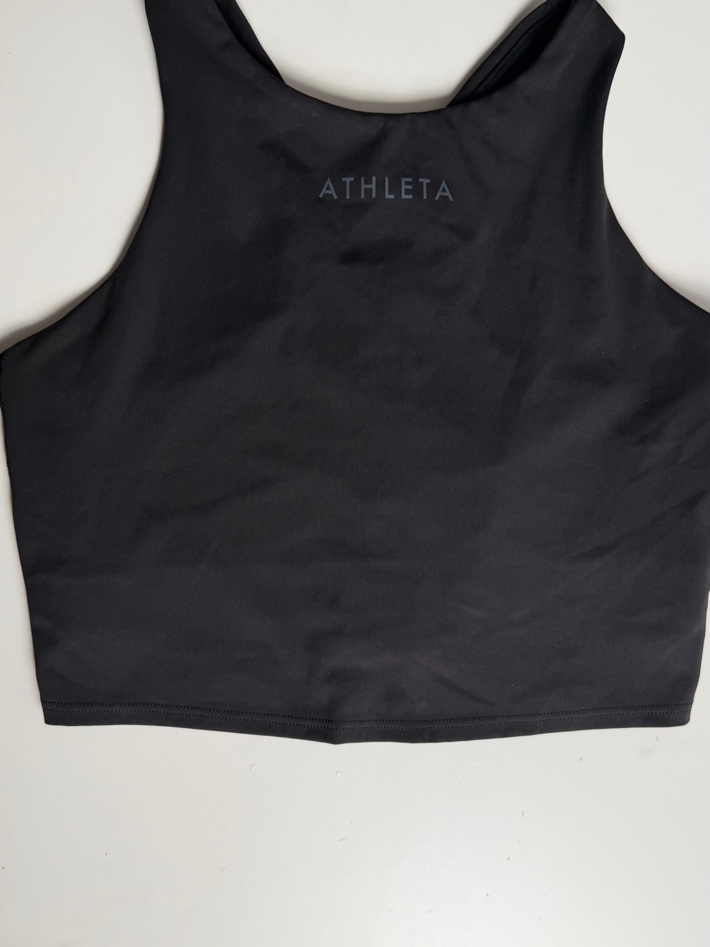 Athleta Black High-Neck Crop Tank Sports Bra